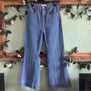 NWT REDONE 70s Pin Tucked Crop Flare Jeans in Retro Indigo sz 26